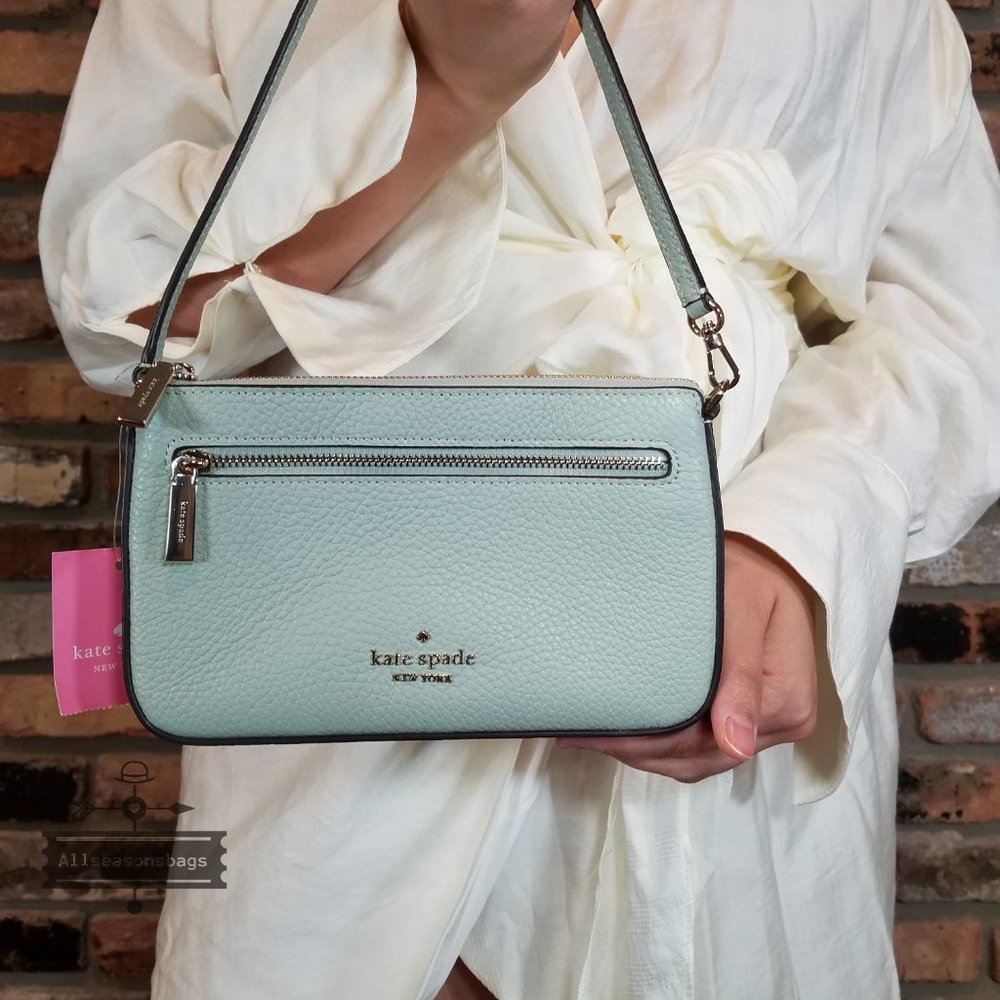AUTHENTIC NWT Kate Spade Leila Leather Convertible Wristlet Wallet Bag PISTACHIO